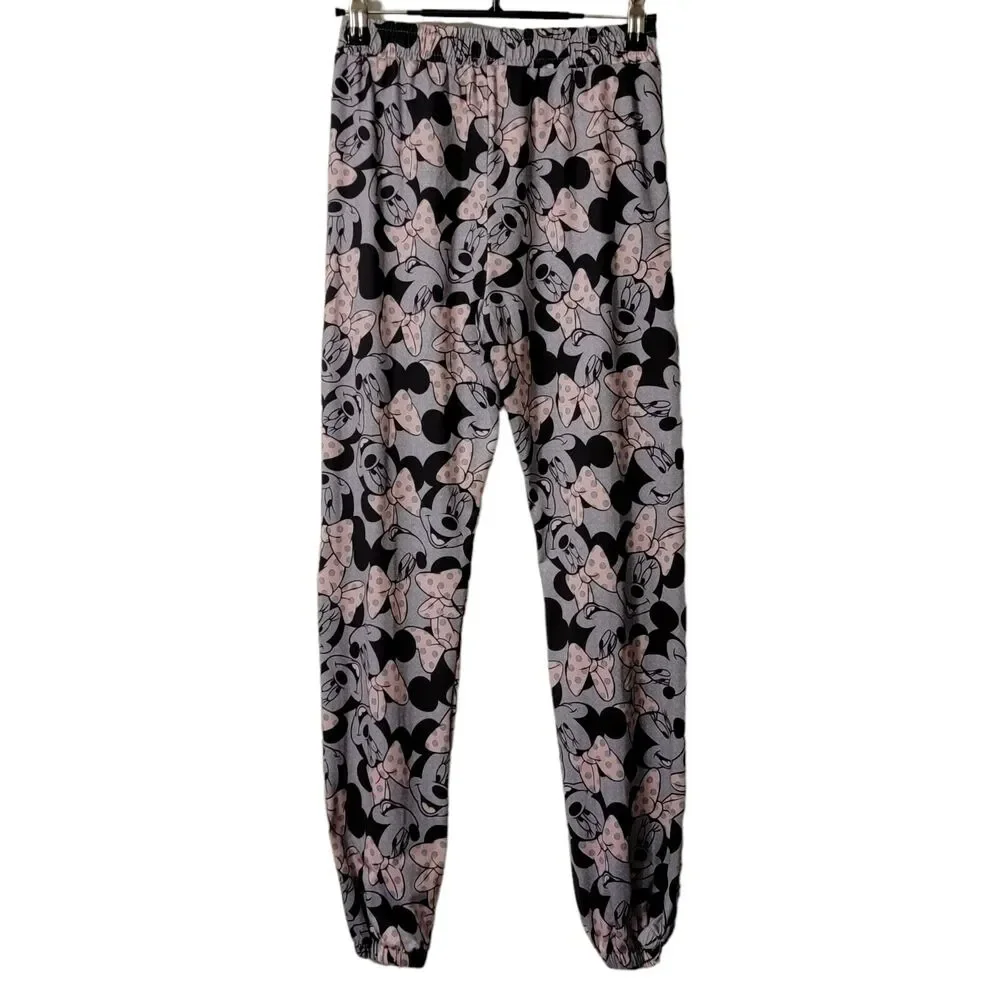 Disney Minnie Mouse Pajama Pants Womens Sz S Gray Pink Joggers‎ PJs Sleepwear - Picture 4 of 7